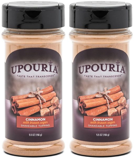 Upouria Cinnamon with Brown Sugar Shakeable Hot Cocoa and Coffee Topping 5.5 Ounce (Pack of 2)