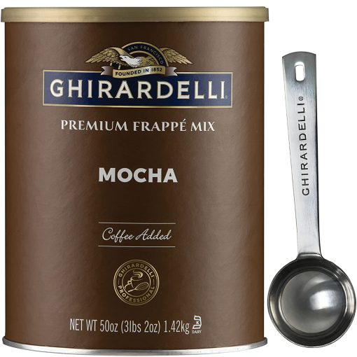 Ghirardelli Mocha Premium Frappé Mix, 3.12 lb Can with Ghirardelli Stamped Barista Spoon