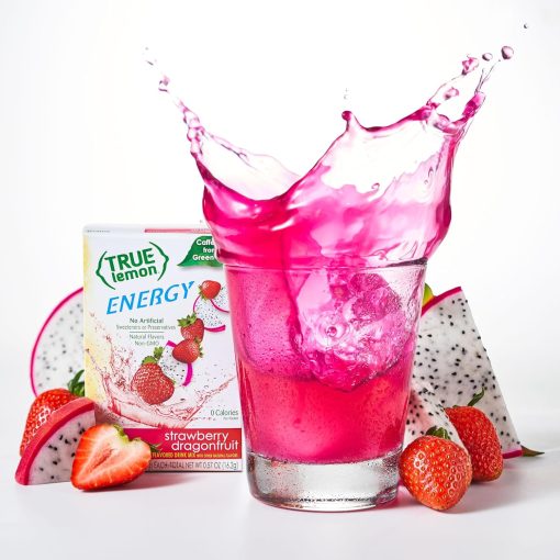 True Lemon Energy, Blueberry Acai & Strawberry Dragonfruit Drink Mix with By The Cup Mood Spoons - Image 3