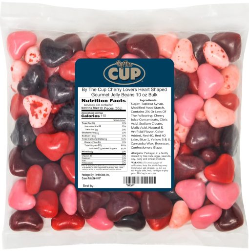 By The Cup Cherry Lovers Heart Shaped Gourmet Jelly Beans 10 oz Bulk