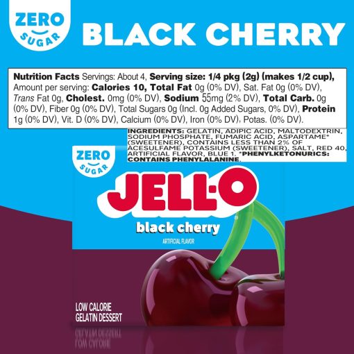 Jell-O Sugar Free Gelatin Variety Pack, Raspberry, Lemon, Lime, and Black Cherry, 0.3 Ounce, 2 of each with By The Cup Mood Spoons - Image 4