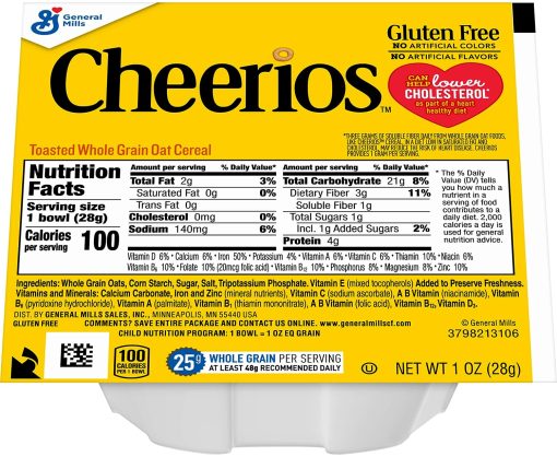 Cheerios Toasted Whole Grain Gluten-Free Cereal, 1.0 oz Single Serve Bowls (Pack of 12) with 2 By The Cup Mood Spoons - Image 2