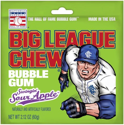 Big League Chew Swingin' Sour Apple Shredded Bubble Gum, 2.12 oz (Pack of 3) with By The Cup Mints - Image 2