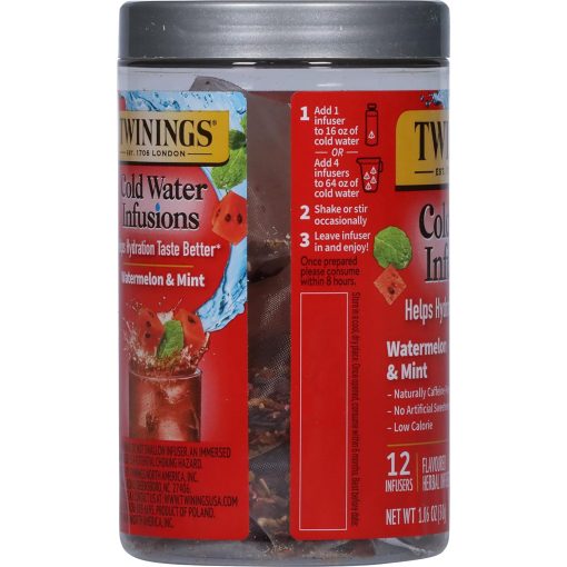 Twinings Cold Infuse Flavoured Cold Water Enhancer Watermelon & Mint (Pack of 2) with By The Cup Coasters - Image 8