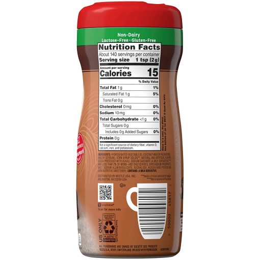 Coffee mate Chocolate Creme Sugar Free Powdered Creamer, 10.2 oz Canister (Pack of 3) with By The Cup Travel Cup - Image 6