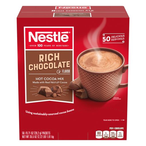 Nestlé Hot Cocoa Mix Variety, Milk Chocolate & Rich Chocolate, 110 Single Serve Hot Cocoa Packets with By The Cup Coasters - Image 6