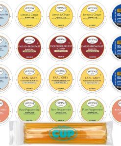 Twinings Herbal & Decaffeinated Tea Sampler - 20 Count Assorted Keurig 2.0 K-Cups - with 10 By The Cup Honey Stix