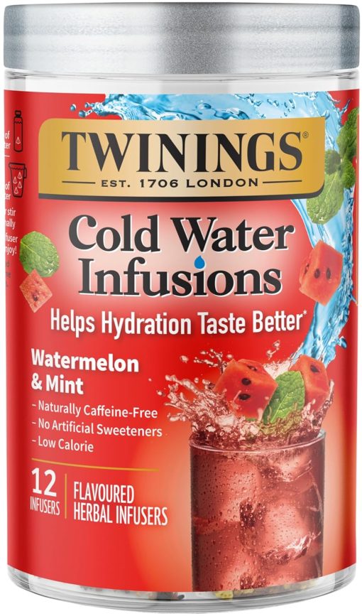 Twinings Cold Infuse Flavoured Cold Water Enhancer Watermelon & Mint (Pack of 2) with By The Cup Coasters - Image 2