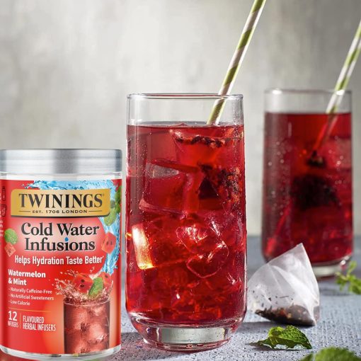 Twinings Cold Infuse Flavoured Cold Water Enhancer Watermelon & Mint (Pack of 2) with By The Cup Coasters - Image 4