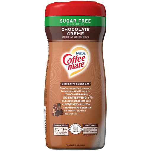 Coffee mate Chocolate Creme Sugar Free Powdered Creamer, 10.2 oz Canister (Pack of 3) with By The Cup Travel Cup - Image 7