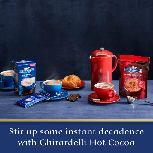 Ghirardelli Double Chocolate Hot Cocoa Mix, 0.85 oz Packets (Pack of 25) with By The Cup Cocoa Scoop - Image 3