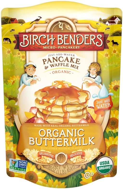 Birch Benders Organic Buttermilk Pancake and Waffles Mix, 16 oz (Pack of 2) with By The Cup Swivel Spoons - Image 2