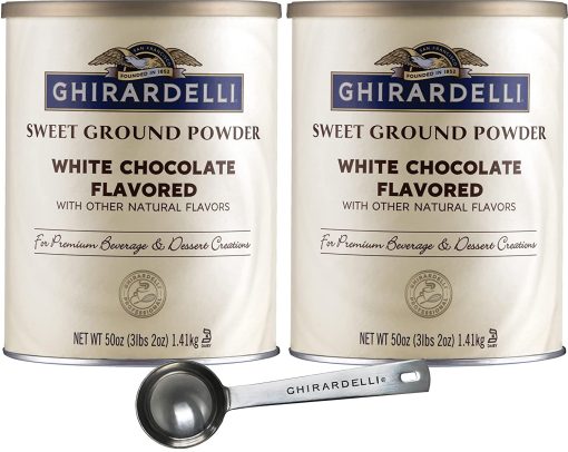 Ghirardelli Sweet Ground White Chocolate Gourmet Flavored Powder 3.12 Pound (Pack of 2) with Limited Edition Measuring Spoon