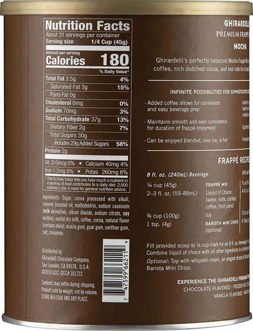 Ghirardelli Mocha Premium Frappé Mix, 3.12 lb Can with Ghirardelli Stamped Barista Spoon - Image 6