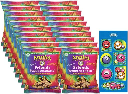 Annie's Organic Friends Bunny Grahams, 1.25 oz (Pack of 20) with By The Cup Stickers