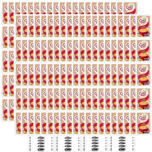 Coffee mate Original 3 Gram Single Serve Powdered Creamer Packets (Pack of 200) with By The Cup Sugar Packets