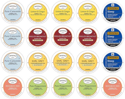 Twinings Herbal & Decaffeinated Tea Sampler - 20 Count Assorted Keurig 2.0 K-Cups - with 10 By The Cup Honey Stix - Image 2