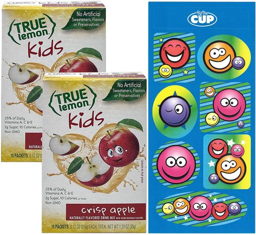 True Lemon Kids Crisp Apple 10 Count (Pack of 2) with By The Cup Stickers